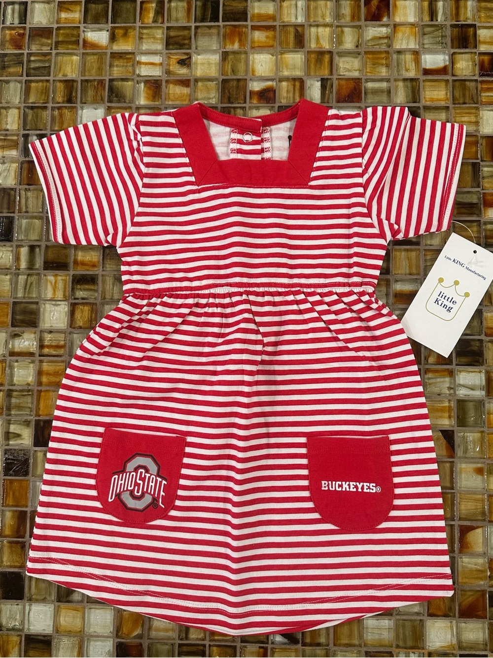 NWT Ohio State Buckeyes Girl's Toddler Scarlet Striped Dress~2T~Little King~$35